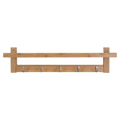 FUFU Floating Shelf Wall-Mounted, Storage Shelf with 5 Hooks, Suitable for Bedroom and Living Room