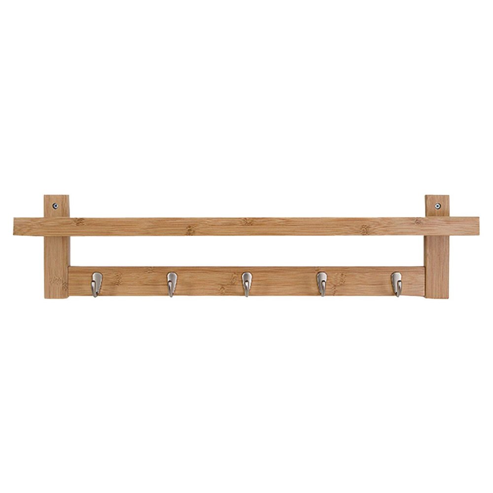 FUFU Floating Shelf Wall-Mounted, Storage Shelf with 5 Hooks, Suitable for Bedroom and Living Room