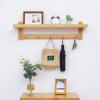 FUFU Floating Shelf Wall-Mounted, Storage Shelf with 5 Hooks, Suitable for Bedroom and Living Room view 2