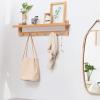 FUFU Floating Shelf Wall-Mounted, Storage Shelf with 5 Hooks, Suitable for Bedroom and Living Room view 3