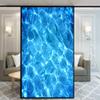 Xijier No Glue Decorative Privacy Frosted Window Film Blue Water Surface Pattern Glass Door Window Covering Window Decals Window Sticker for Home Office 65x100cm(25.6" x39.4) view 1