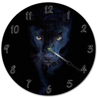 30 Black Leopard Clock Living Room Clock Large 30 Wall Clock Home Dcor Clock