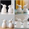 Abaodam 2Pcs Ceramic Bunny Rabbit Figurine Decorations Easter Rabbit Figurines Statue Home Layout Decor Desktop Decor view 2