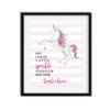 Personalized She Leaves a Little Sparkle Wherever She Goes Print | Teenage Girl Room | Unicorn Wall Art for Girls | Girls Room | Girls Room Decor | Dorm Decor | Pink Gold Room | Unicorn Nursery view 1