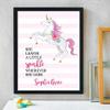 Personalized She Leaves a Little Sparkle Wherever She Goes Print | Teenage Girl Room | Unicorn Wall Art for Girls | Girls Room | Girls Room Decor | Dorm Decor | Pink Gold Room | Unicorn Nursery view 2