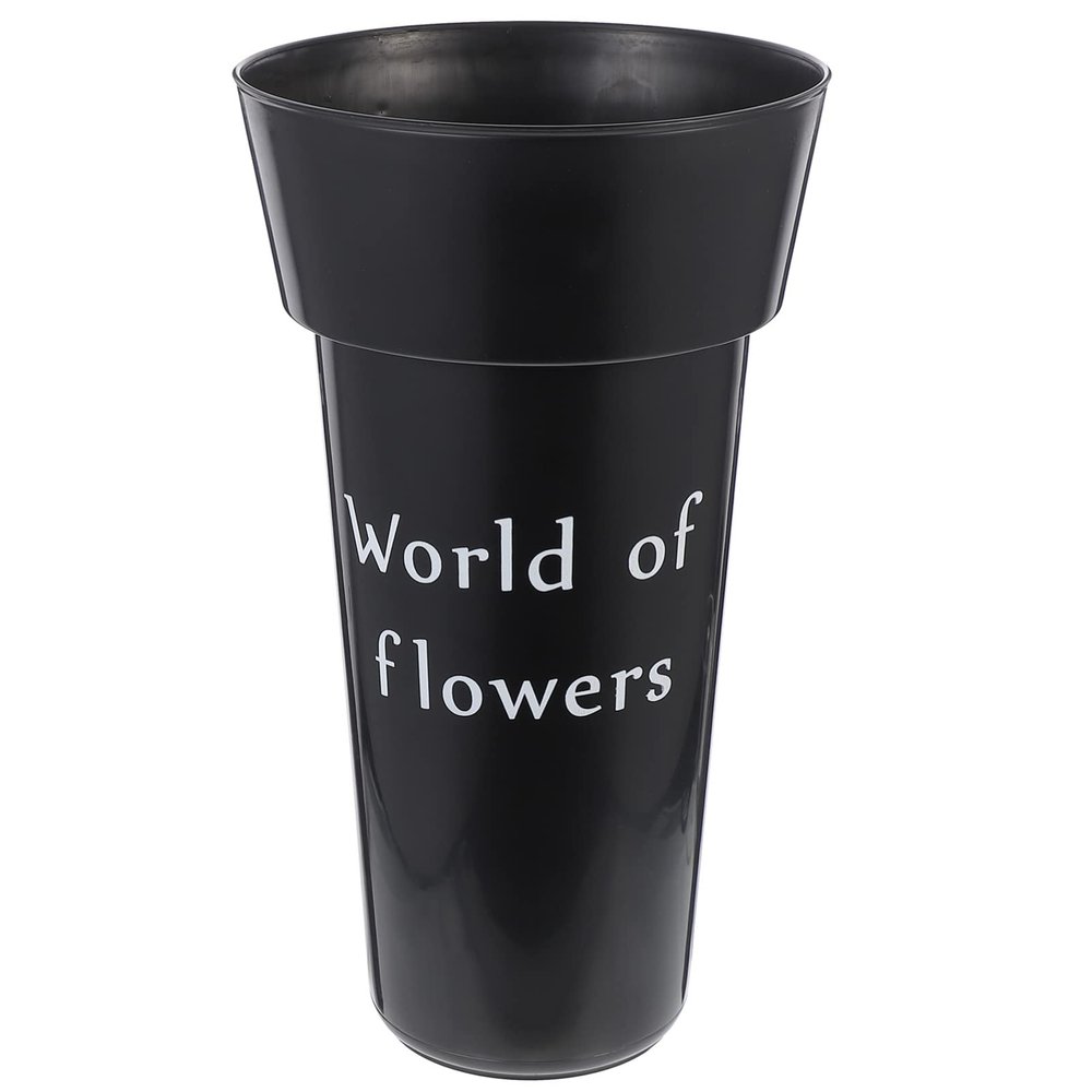 DOITOOL Plastic Flowers Vase Tall Flower Pot Storage Bucket Desktop Cleaning Trash Can Make Up Pencil Holder Container for Flower Arrangement Home Black