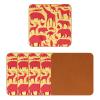 Beverage Coaster - Animals Elephant Giraffe Rooster Ostrich Crocodile Cliparts Ceramic Drinks Coasters with Leather, 6 Pieces Sets view 1