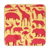 Beverage Coaster - Animals Elephant Giraffe Rooster Ostrich Crocodile Cliparts Ceramic Drinks Coasters with Leather, 6 Pieces Sets view 2