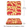 Beverage Coaster - Animals Elephant Giraffe Rooster Ostrich Crocodile Cliparts Ceramic Drinks Coasters with Leather, 6 Pieces Sets view 3