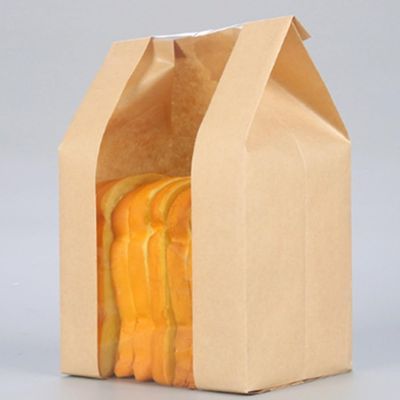 50Pcs Kraft Paper Loaf Bread Packaging Bags, Large PE Coated Bakery Bags with 50 StickersElegant Packaging for Sourdough Loaf, Cookies, and Baked Gifts,12.6"x8.3"x3.9"
