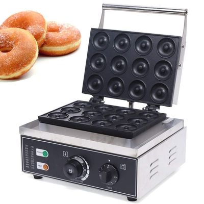 110V Commercial Donut Maker Machine, Electric Stainless Steel 2" Doughnut Maker Double-Sided Heating with Non-stick Plate for Kitchen, Restaurant (12Pcs/Pan 1500W)
