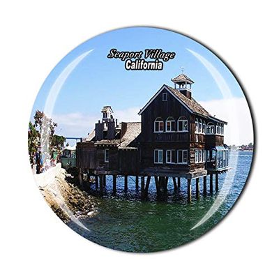3D Seaport Village San Diego USA Fridge Magnet Souvenir Crystal Glass Magnet Travel Souvenir Collection Gift Home Kitchen Decoration
