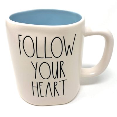 Rae Dunn FOLLOW YOUR HEART Mug-Blue interior