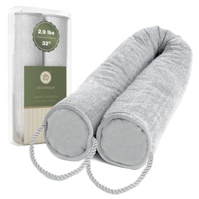 Heavy Duty Draft Stoppers and Blocker, Sound Proof Draft Guard for Doors and Windows, Decorative Cylinder Provides Insulation and Weather Stripping for Doors (Grey, 32 Inches)