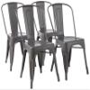 Amazon Basics Metal Dining Chairs, 4 Count, Dark Grey, 20.1 x 17.1 x 33.5 inches view 1