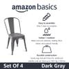 Amazon Basics Metal Dining Chairs, 4 Count, Dark Grey, 20.1 x 17.1 x 33.5 inches view 4
