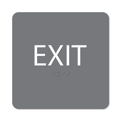 The Sign Studio - 6" x 6" - Grey/White - ADA - Exit Sign with Tactile & Braille