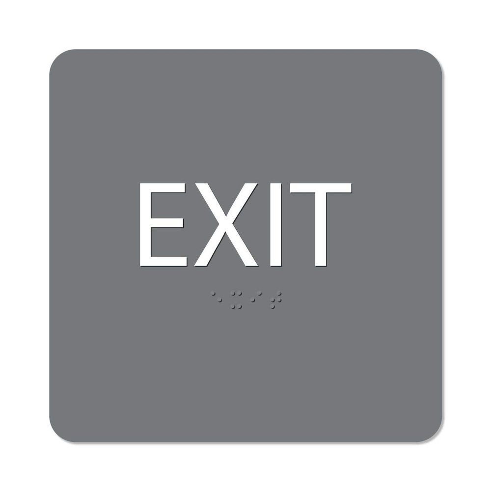 The Sign Studio - 6" x 6" - Grey/White - ADA - Exit Sign with Tactile & Braille