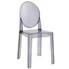 2xhome Ghost Dining Chair with Oval Back | Transparent Acrylic Accent Side Chair for Kitchen, Living Room, Vanity, or Event Seating | Non Stackable (Single, Smoke) view 1