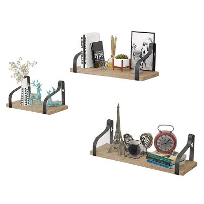 3 Piece Floating Shelf Wall Hanging, Wooden Wall Storage Shelf, Wall-Mounted Storage Rack Shelf, Suitable for Bedroom,Load Capacity 35kg