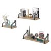 3 Piece Floating Shelf Wall Hanging, Wooden Wall Storage Shelf, Wall-Mounted Storage Rack Shelf, Suitable for Bedroom,Load Capacity 35kg view 1