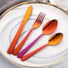 Buyer Star 24-Piece Rainbow Red Silverware Flatware Set Stainless Steel Travel Eating Utensil for Picnic Camping, Service for 6, Dishwasher Safe view 2