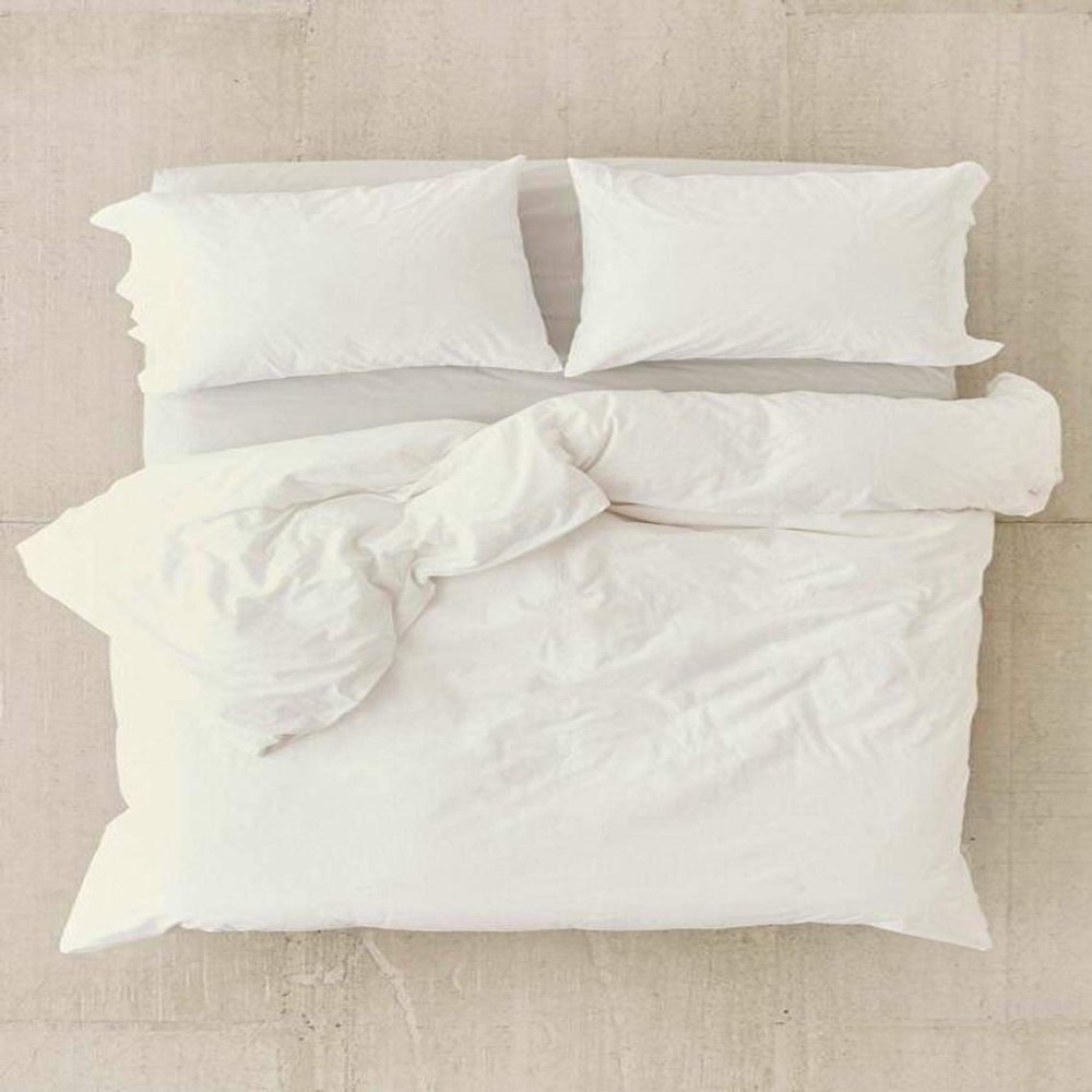 100% Cotton Unique Gypsy Bohemian Solid Dorm Decor Art Indian Boho Decorative Ethnic Comforter Duvet Cover with Pillow Covers (Ivory, Full 80"x90")