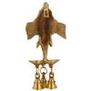 Pink Peony Handmade Antique Brass Statue Idol Ganesha Wall Hanging with Diyas and Bells 9.5 Inch view 3