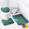 3Pcs/SetAged Stone Modern Style Gradient Blue Green Bathroom Rug Set?Anti-Slip Absorbent Bathroom Rug + U-Shaped Toilet Mat + Toilet Seat Cover view 3