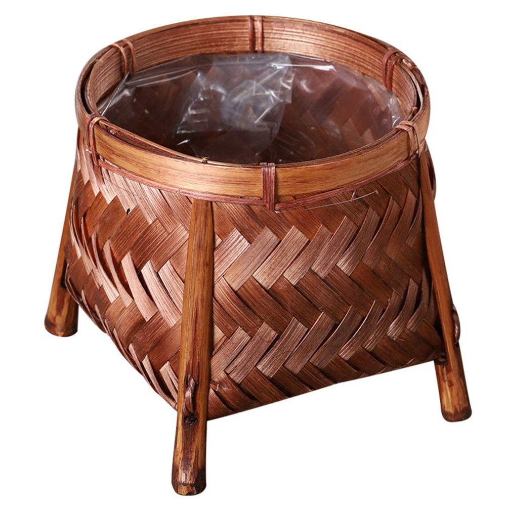 Cabilock Handmade Bamboo Flowerpot Decorative Rattan Basket for Home Small Storage Basket