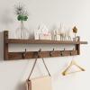 AMBIRD 28.9 Inch Length Shelf with Hooks Entryway Coat Rack Wall Mount Wood Coat Hooks with Shelf Wall-Mounted Coat Hook Rack with 5 Dual Hooks for Bathroom, Living Room, Bedroom (Brown) view 1