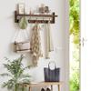 AMBIRD 28.9 Inch Length Shelf with Hooks Entryway Coat Rack Wall Mount Wood Coat Hooks with Shelf Wall-Mounted Coat Hook Rack with 5 Dual Hooks for Bathroom, Living Room, Bedroom (Brown) view 3