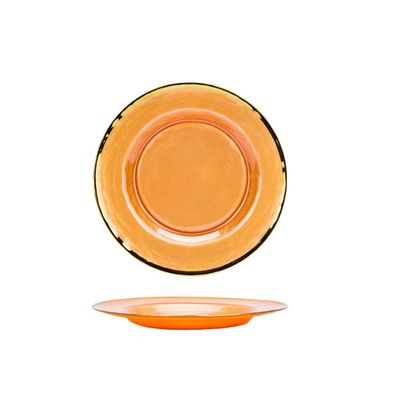2pcs Glass Dinner Plates European Style Retro Phnom Penh Kitchen Tableware Fruit Dessert Cake Snack Steak Serving Plate (Color : Orange, Size : Large)