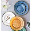 2pcs Glass Dinner Plates European Style Retro Phnom Penh Kitchen Tableware Fruit Dessert Cake Snack Steak Serving Plate (Color : Orange, Size : Large) view 4