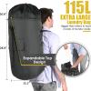 Backpack Laundry Bag, 115L Heavy Duty Extra Large College Laundry Backpack, Dirty Clothes Bag with Shoulder Straps, Laundry Hamper Bag with Drawstring Closure for College Dorm, Apartment Charcoal grey view 3