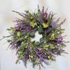  24 h Artificial Lavender Wreath, Floral Farmhouse Wreath with Purple Florets, Daisy, Green,purple 210301QY07-10025-1808311385 view 1