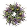  24 h Artificial Lavender Wreath, Floral Farmhouse Wreath with Purple Florets, Daisy, Green,purple 210301QY07-10025-1808311385 view 2