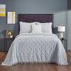 Better Trends 4 Pieces Set Chenille Bedspread King Size 100% Cotton Chenille Bedding Lightweight Bedding Geometric & Diamond Bedroom Decor Blue Charleston Collection view 1