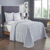 Better Trends 4 Pieces Set Chenille Bedspread King Size 100% Cotton Chenille Bedding Lightweight Bedding Geometric & Diamond Bedroom Decor Blue Charleston Collection view 3