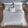 Better Trends 4 Pieces Set Chenille Bedspread King Size 100% Cotton Chenille Bedding Lightweight Bedding Geometric & Diamond Bedroom Decor Blue Charleston Collection view 4