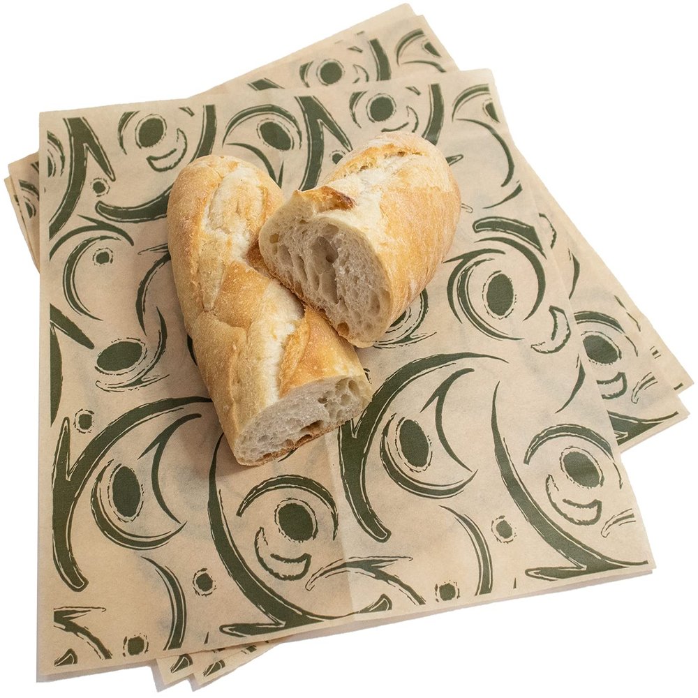 MADE IN USA 1,000 Sheets of Grease-Resistant Food Grade Waxed Kraft Deli Tissue Paper, 12" X 12" (Green Swirls)