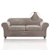 PrinceDeco Couch Cover Velvet Plush Sofa Covers for 2 Cushion Couch Width Up to 90 Inch Washable Furniture Protector Pet Friendly No Slip Sofa Slipcover(Medium-Large,Taupe) view 1