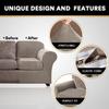 PrinceDeco Couch Cover Velvet Plush Sofa Covers for 2 Cushion Couch Width Up to 90 Inch Washable Furniture Protector Pet Friendly No Slip Sofa Slipcover(Medium-Large,Taupe) view 4