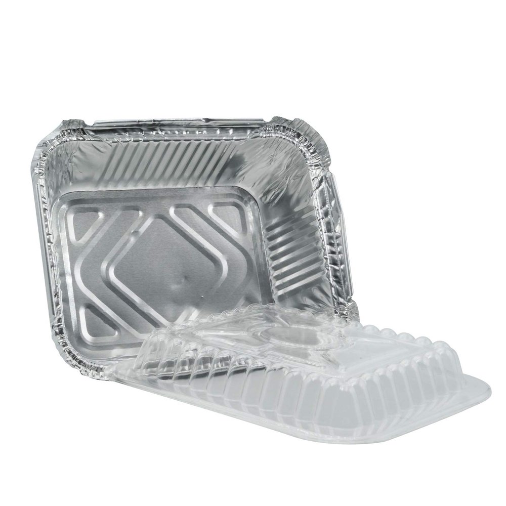 EcoQuality [300 PACK 1.5LB Oblong Take Out Foil Baking Pans with Dome Lids Deep - 747 Aluminum Pan for Baking, Roasting, Potluck, Reheating, Catering, Party, BBQ, Baking