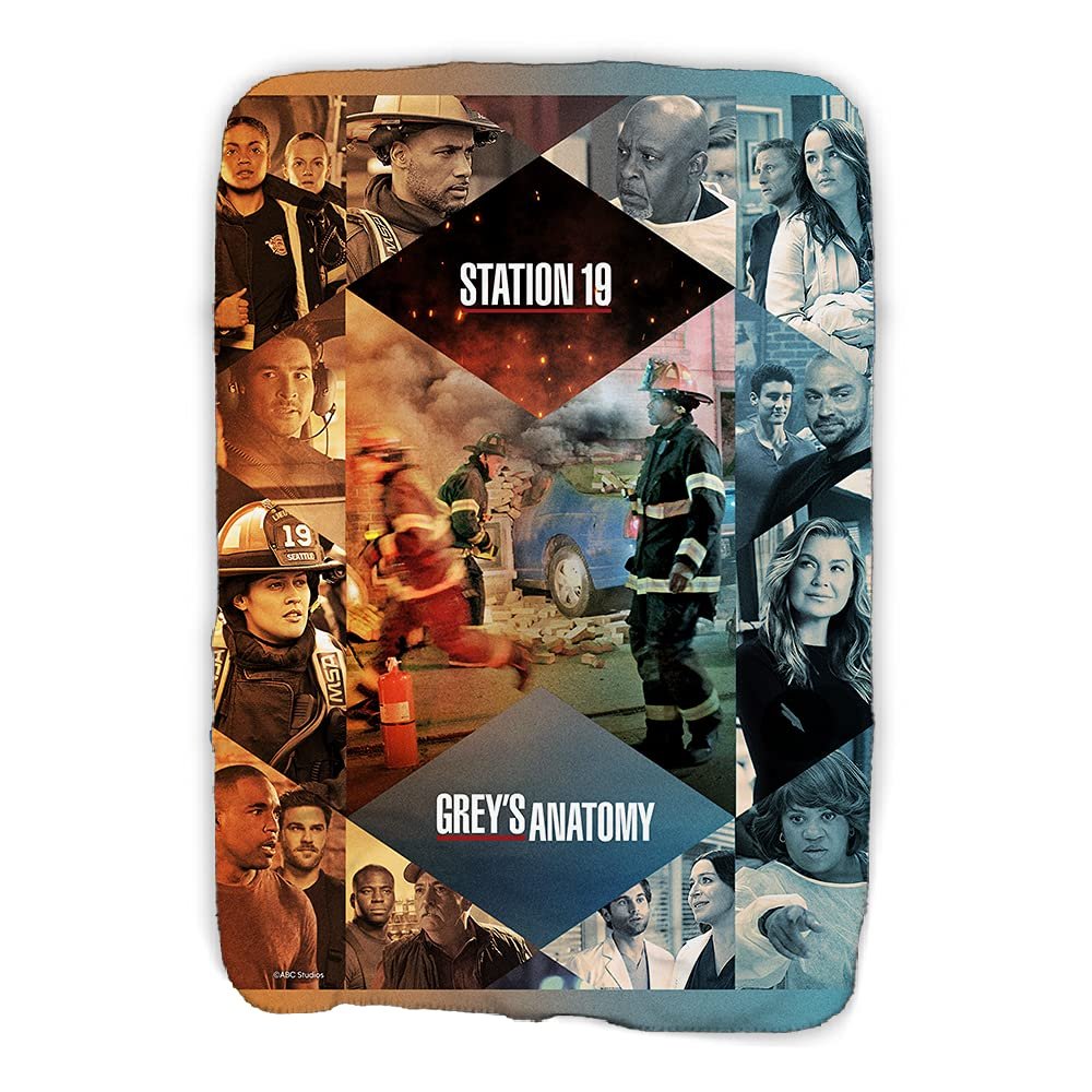 ABC Grey's Anatomy x Station 19 Sherpa Blanket - Officially Licensed - 37" x 57"