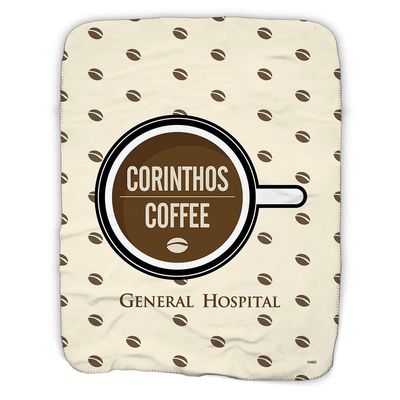 ABC General Hospital Corinthos Coffee Beans Sherpa Blanket - Officially Licensed - Cream, 50" x 60"