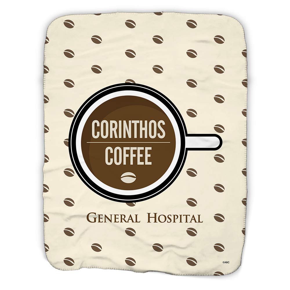 ABC General Hospital Corinthos Coffee Beans Sherpa Blanket - Officially Licensed - Cream, 50" x 60"