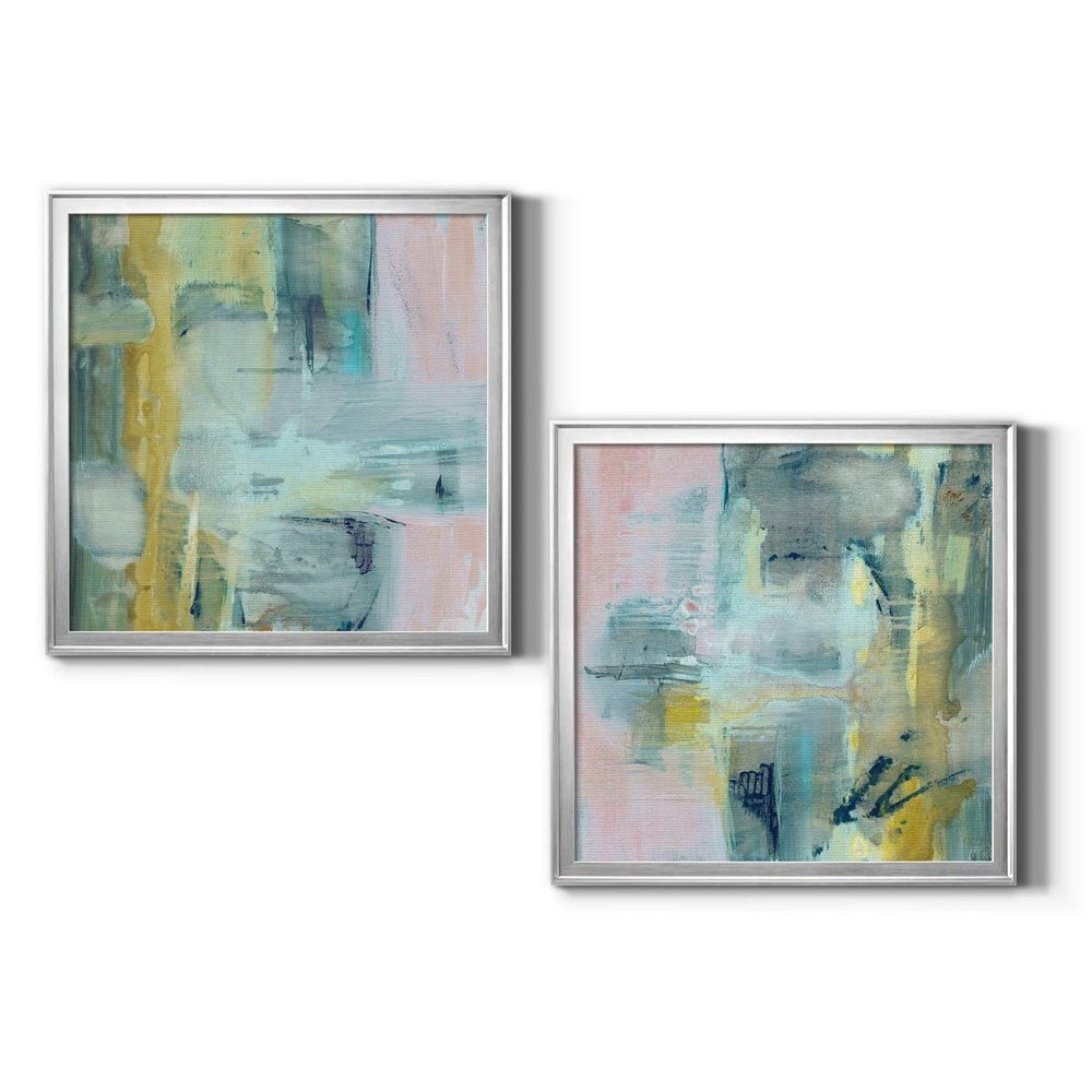Renditions Gallery Canvas Wall Art Home Paintings & Prints Colorful Abstract Pictures Silver Framed Canvas Wall Hanging for Bedroom Dining Living Room Office Home Kitchen Modern Decorations - 22"x22"