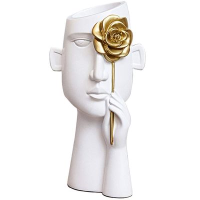 Vase Creative Ceramic Vase, Abstract Figure Ornaments, Multifunctional Art Flowers Bottle, Modern Minimalist Home Decoration, for Bedroom (Color : White)