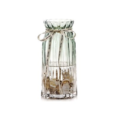 Flower Arrangement Glass Vase, Hotel Bar Home Vase Hand Blown Crystal Vase Dried Flowers Hydroponics Vase 28CM/24CM Heavy Vase Rose vases (Color : Green, Size : 12.512.528CM)
